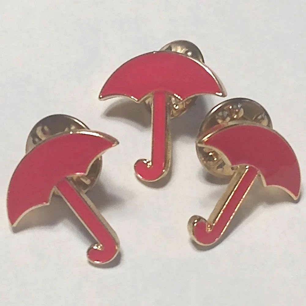 VTG Travelers Insurance Red Umbrella 3PK Enamel Pin Advertising Memorabilia Logo